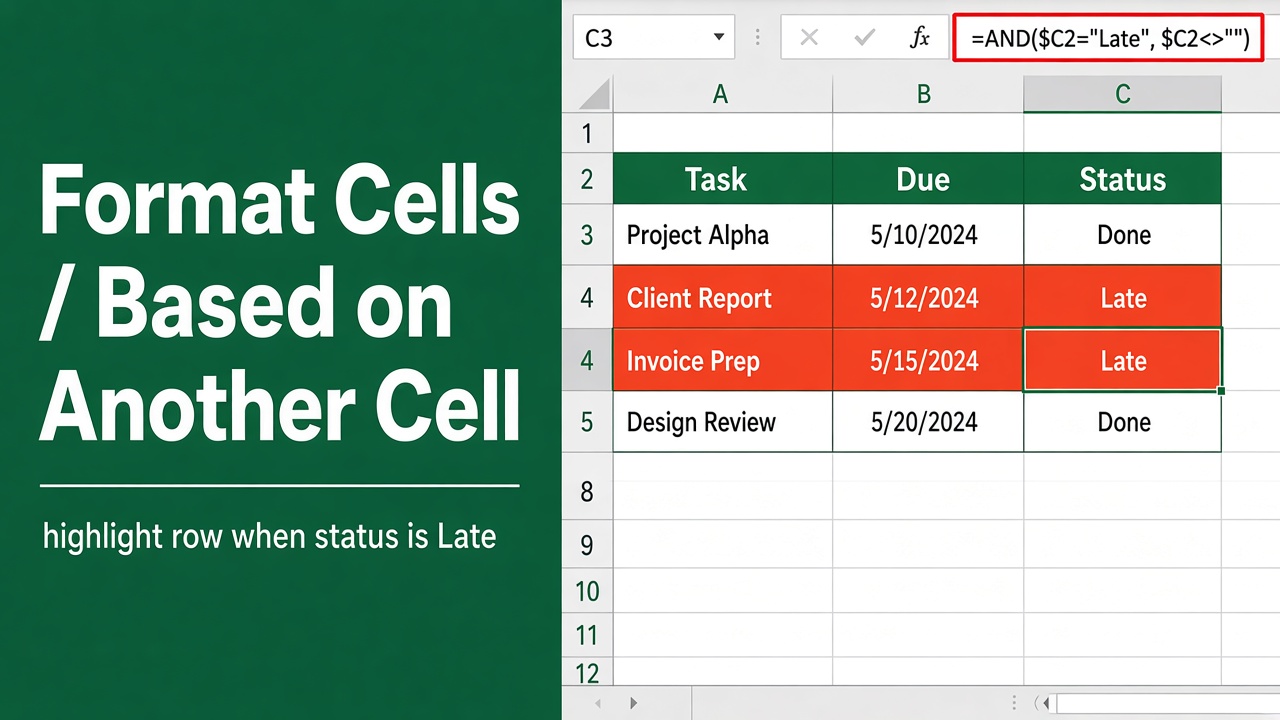 Excel Conditional Formatting Based on Another Cell Value featured image