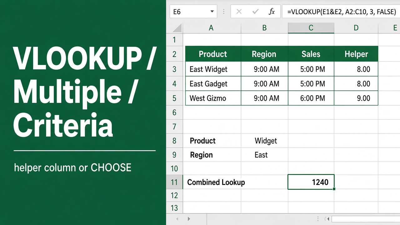 Excel Formula: How to Use VLOOKUP With Multiple Criteria featured image