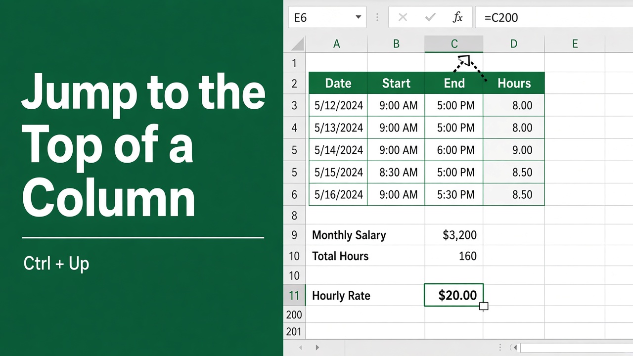 Excel Tips: Jump to the Top of Any Column with This Shortcut featured image