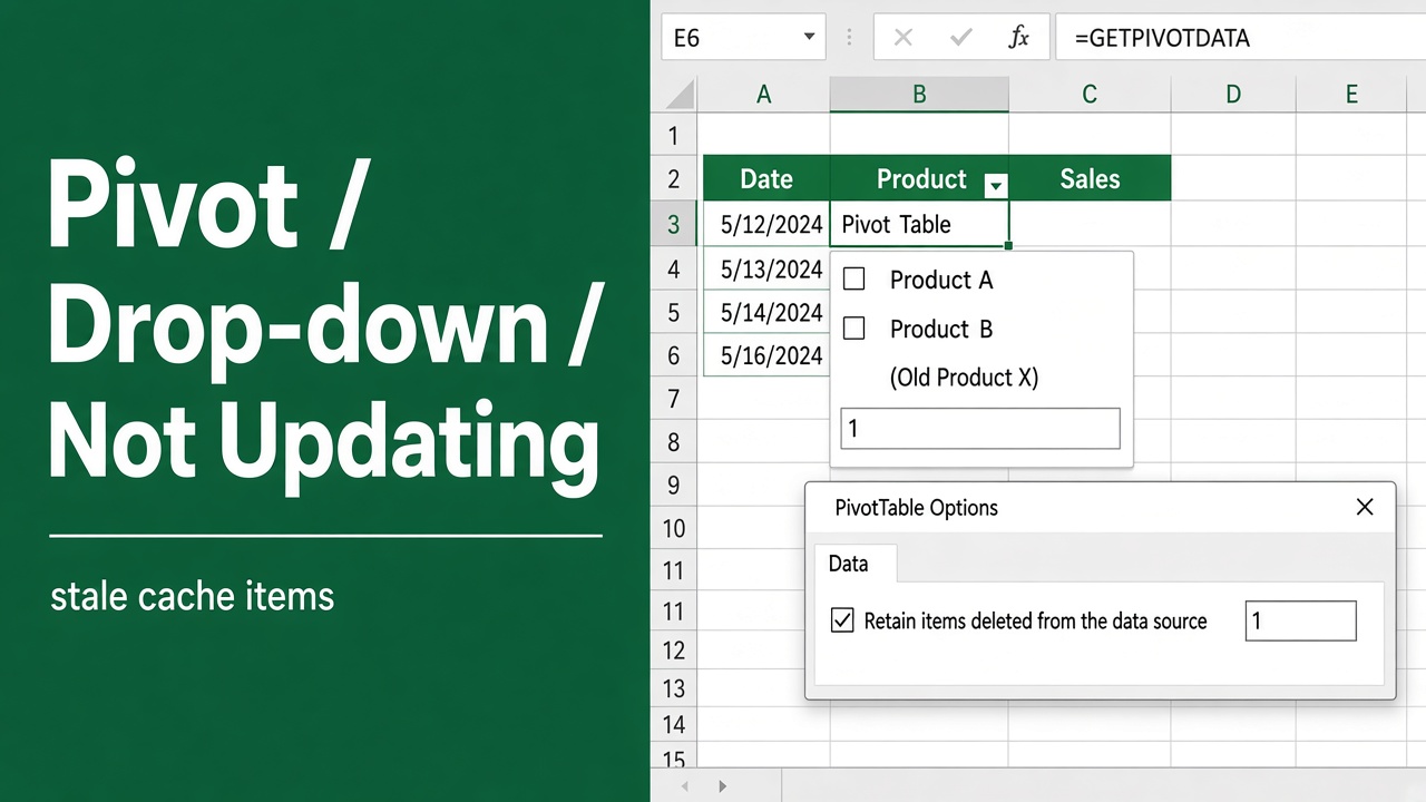 How to Fix Pivot Table Drop Down List Not Updating? featured image
