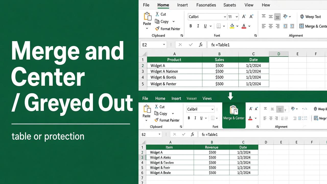 Merge and Center Greyed Out in Excel? Here’s How to Fix It featured image