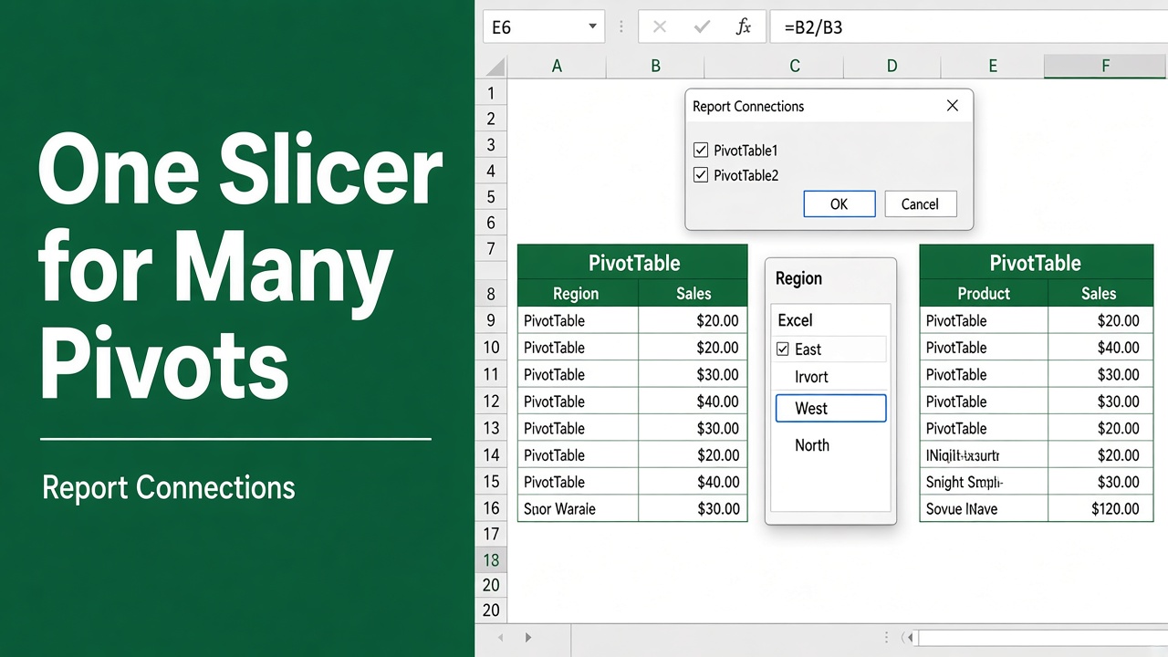 Use One Slicer for Multiple Pivot Tables from Different Data Sources featured image